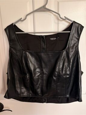 Nasty Gal Cropped Leather Pleather Faux Leather Tank Zipper Back 18 Plus